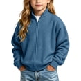 thumbnail image 4 of DJDLJWCJ Boys Zip Up Sweatshirts Stand Collar Long Sleeve Solid Color Sweatshirt Comforty Lightweight Full Zipper Jacket Navy Size 11, 4 of 9