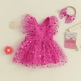 thumbnail image 4 of Gupgi Nouveau-Né Bébé Fille Coeur Robe Romper 0-18M Princesse Sans Manches Tulle Combinaison Bandeau, 4 of 8