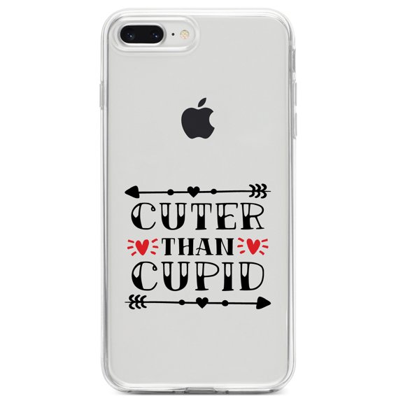 DistinctInk Clear Shockproof Hybrid Case for iPhone 7 PLUS / 8 PLUS (5.5" Screen) TPU Bumper Acrylic Back Tempered Glass Screen Protector - Cuter Than Cupid - Valentine