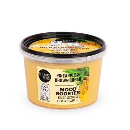 Organic Shop Pineapple & Brown Sugar Energizing & Exfoliating Body Scrub, 100% Vegan & Organic, Daily Exfoliant, Detox & Moisturizer, Body, Face, Hand & Foot, Intensive Care & Skin Toning. 250ml.