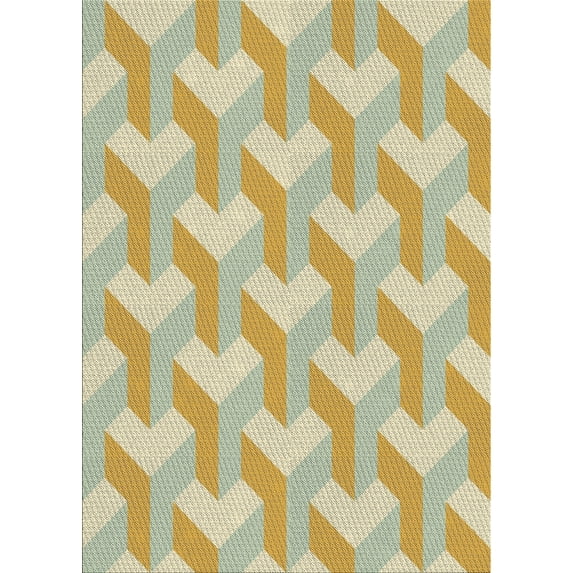 Ahgly Company Indoor Rectangle Patterned Khaki Gold Novelty Area Rugs, 10' x 13'