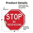 thumbnail image 2 of Stop No Trespassing (2 Pack) 4 inch X 4 inch Octagon Vinyl Label Decal Sticker Weather Resistant, UV Protected for Workplace, Private Property, and Construction Site, Made in the USA, 2 of 5