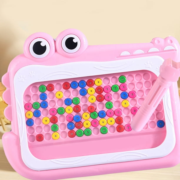 Pizarra magnética para niños | Pizarra magnética de dinosaurio con cuentas de colores | Juguete educativo para niños y niñas | Verde, rosa y morado