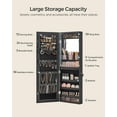 thumbnail image 3 of SONGMICS Mirrored Jewelry Cabinet Wall/Door Mount Jewelry Armoire Organizer Makeup Storage Cabinet Box w/ Full Length Frameless Lighted Built-in Makeup Mirror 2 Drawers Lockable Black, 3 of 8