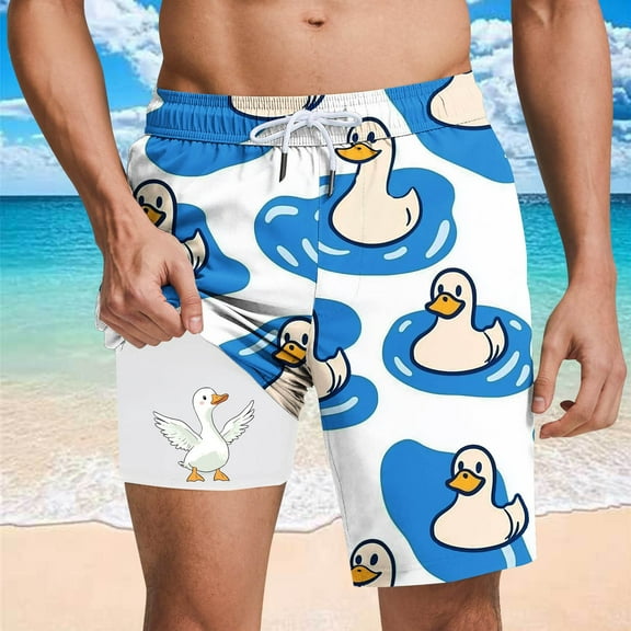 Men's Shorts Elastic Waist Size 3X Casual Fashion Print Shorts Pockets Lining Elastic Waist Beach Pants
