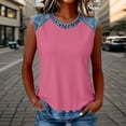 thumbnail image 2 of DHFJKG Tank Tops For Women Crew Neck Patchwork Summer Sleeveless Cami T-Shirts Color Block Streetwear Graphic Tee Trendy Top, 2 of 4