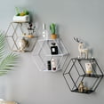 thumbnail image 2 of Estante de almacenamiento para decoración de pared con diseño hexagonal (dorado), 2 of 5