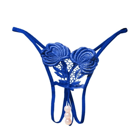 

NECHOLOGY Deal for Today Women Underwear Thongs Lace Bikini Panties G String Thong Stretch Ladie Brief B Bustier Underpants Blue One Size