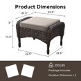 thumbnail image 7 of Unnifurnzi Patio Ottoman Set of 2-All Weather Wicker Outdoor Footstool with Removable Cushions Outdoor Olefin Fabric Outdoor Foot Rest for Deck Porch Balcony Garden-Brown/Gray, 7 of 7
