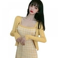 thumbnail image 1 of Cardigan à Manches Longues pour Femmes, Col en V, Boutons, Section Courte, Nombril Exposé, 1 of 6