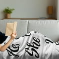 thumbnail image 3 of Engagement Party Soft Flannel Fleece Blanket, Hand Written Oriental Design Wedding Engagement Words Artwork Print, Cozy Plush for Indoor and Outdoor Use, 60" x 80", Black and White, by Ambesonne, 3 of 5
