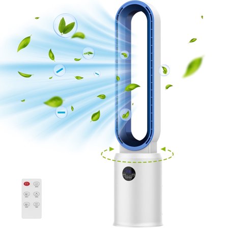 Advwin 38inch Bladeless Tower Fan, Quiet Cooling Air Circulator, Timer, 24 Speeds, White