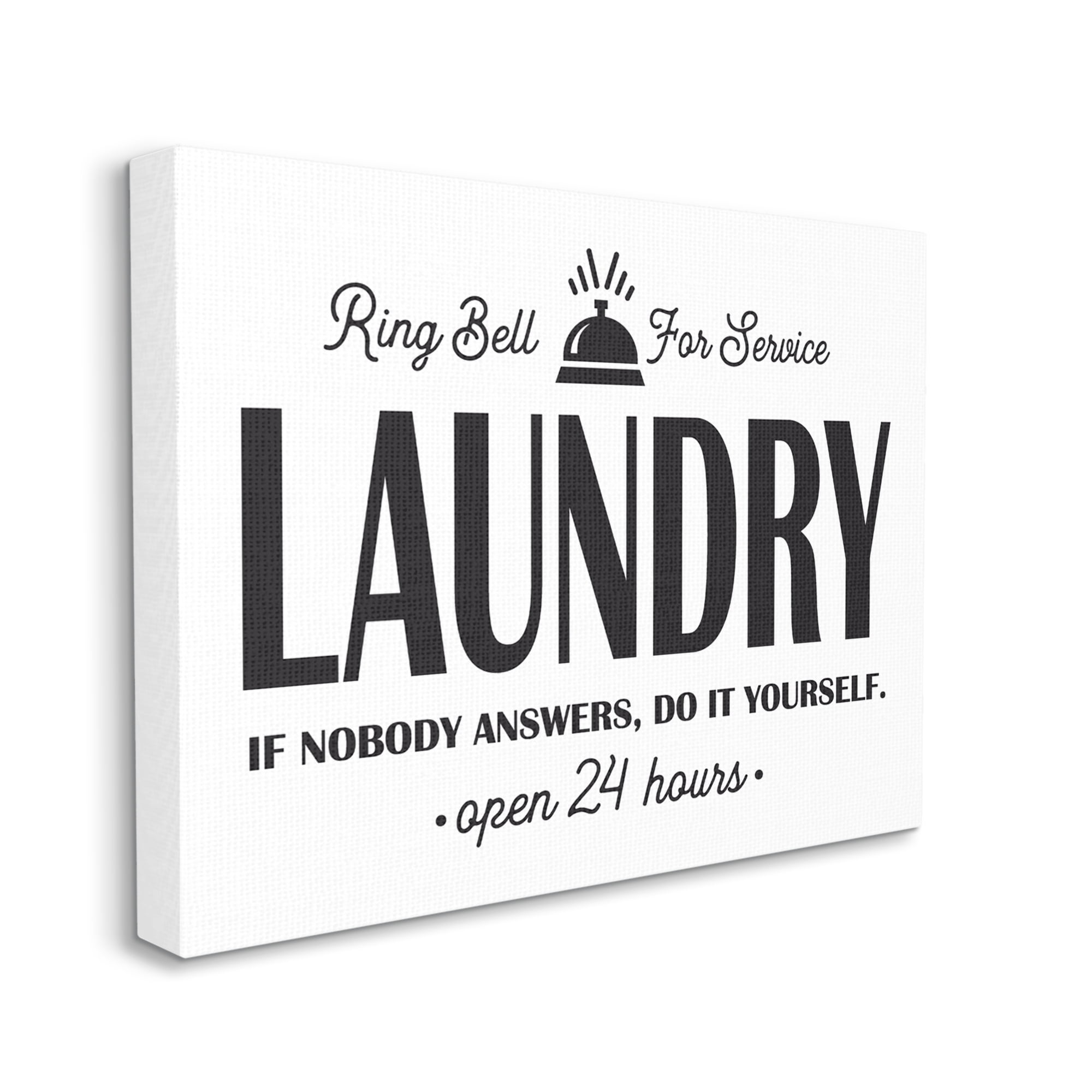 Stupell Industries Ring Bell Laundry Signage Vintage Text Style Graphic Art Gallery Wrapped Canvas Print Wall Art, Design by Lettered and Lined
