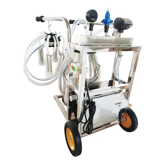 INTBUYING Electric Oil-free Vacuum Pump Milking Machine with 25L Stainless Steel Bucket