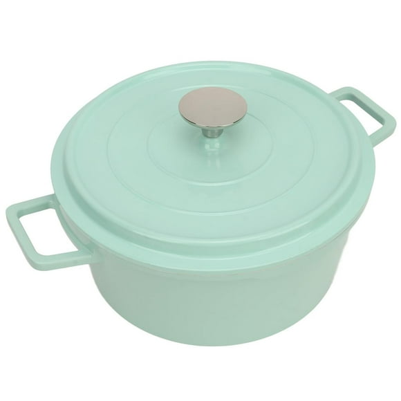 Olla Esmaltada con Tapa, Cacerola de Horno Holandés de Hierro Fundido Esmaltado de Gran Capacidad, O
