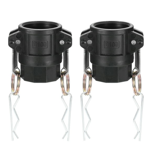 Uxcell Poly Cam lock Fittings, 1" Part D Female Adapter x Female Thread Cam Groove Hose Fittings, Black 2 Pcs