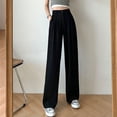 thumbnail image 1 of Lucyever primavera verano mujer pantalones de pierna ancha sueltos de cintura alta pantalones casuales mujer estilo coreano sólido Oficina Pantalones rectos Tan Jianjun unisex, 1 of 2