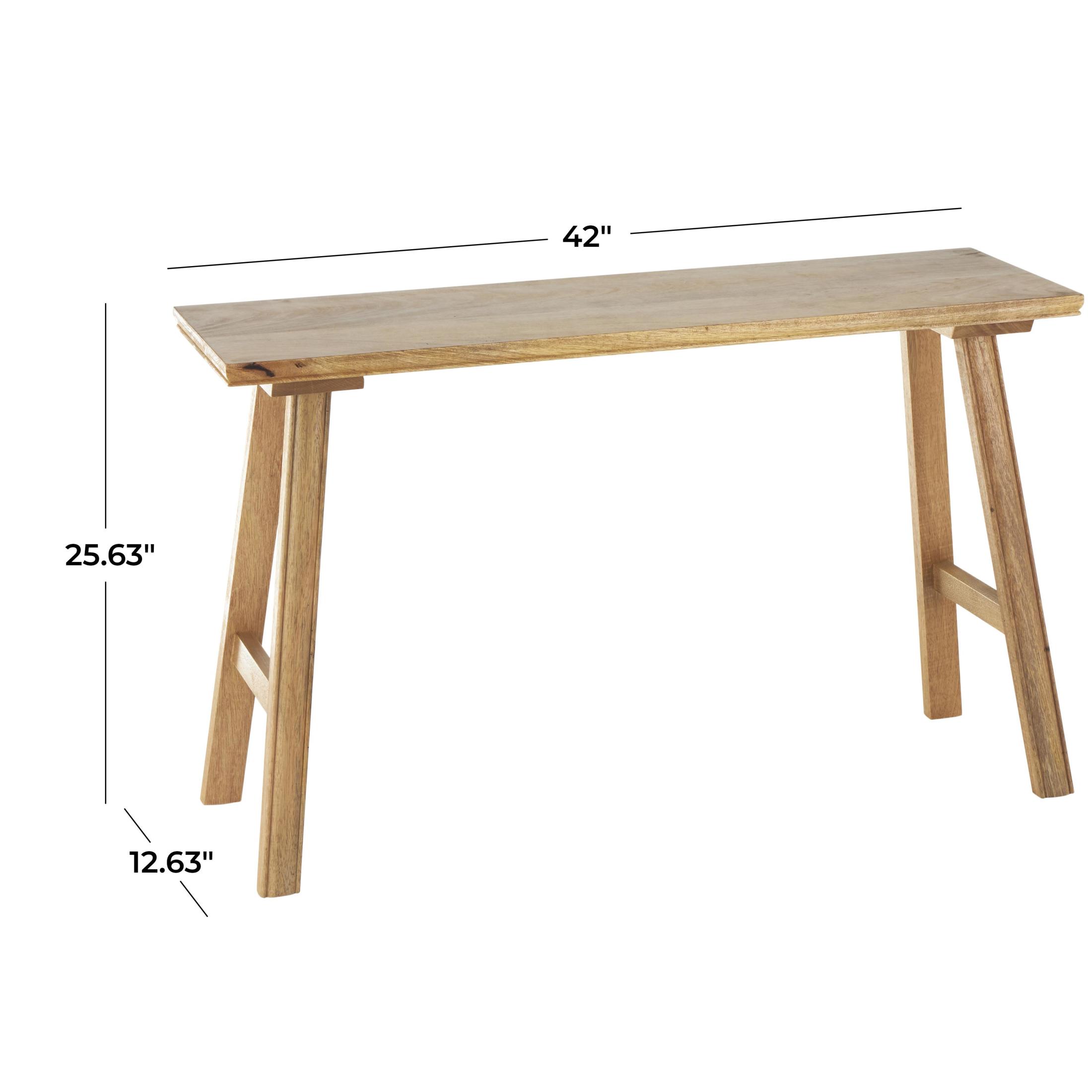 DecMode Mango Wood Handmade Traditional Bench, Brown