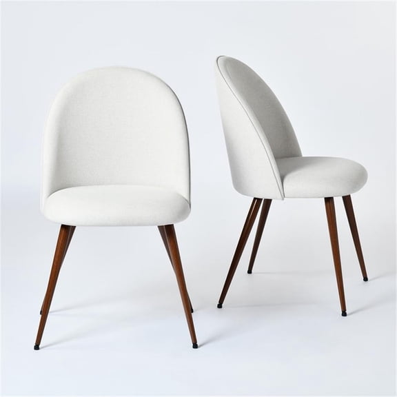 Pemberly Row Modern Fabric Upholstered Dining Chair with Walnut Legs (Set of 2)