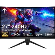 Restored KTC 27 Inch 240Hz Curved Gaming Monitor, 2K QHD 2560x1440P Computer Monitor with 1000R, 25001 Contrast, Adaptive Sync, DP 1.4, HDMI 2.0, VESA, Tiltable, H27S25E