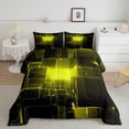 thumbnail image 1 of YST Fluorescent Yellow Geometric Comforter Set Full Size 3D Stereoscopic Square Bedding, Glowing Neon Geometry Bedding Comforter Sets Soft Microfiber Modern Abstract Quilt with 2 Pillowcases, 1 of 5