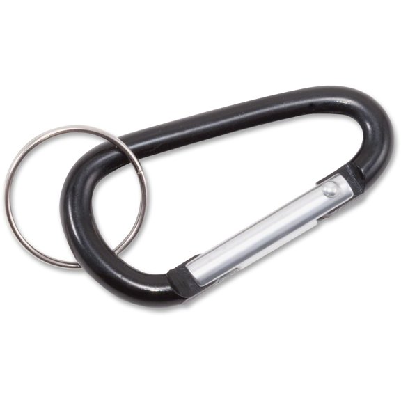 Carabiner Key Chains, Split Key Rings, Aluminum, Black, 10/pack | Bundle of 5 Packs