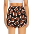 thumbnail image 2 of Lsque Brown Football On Black Printed Women's Running Shorts with Liner Pockets,Elastic Quick Dry Workout Athletic Gym Yoga Shorts,Womens High Waist Shorts-Small, 2 of 9