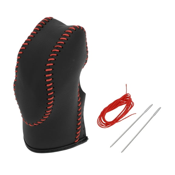 Unique Bargains Gear Shift Knob Cover for Ford Fusion 2013-2016 Anti-Slip Stick Shifting Handle Protector Faux Leather 1 Pc Black Red