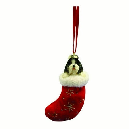 Shih Tzu Christmas Stocking Ornament with "Santa's Little Pals" Hand Painted