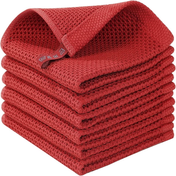¡Oferta caliente! Paños de algodón para platos - Paños de cocina suaves y absorbentes - Paquete de 6 trapos para platos de secado rápido - Paños de cocina de 13 x 13