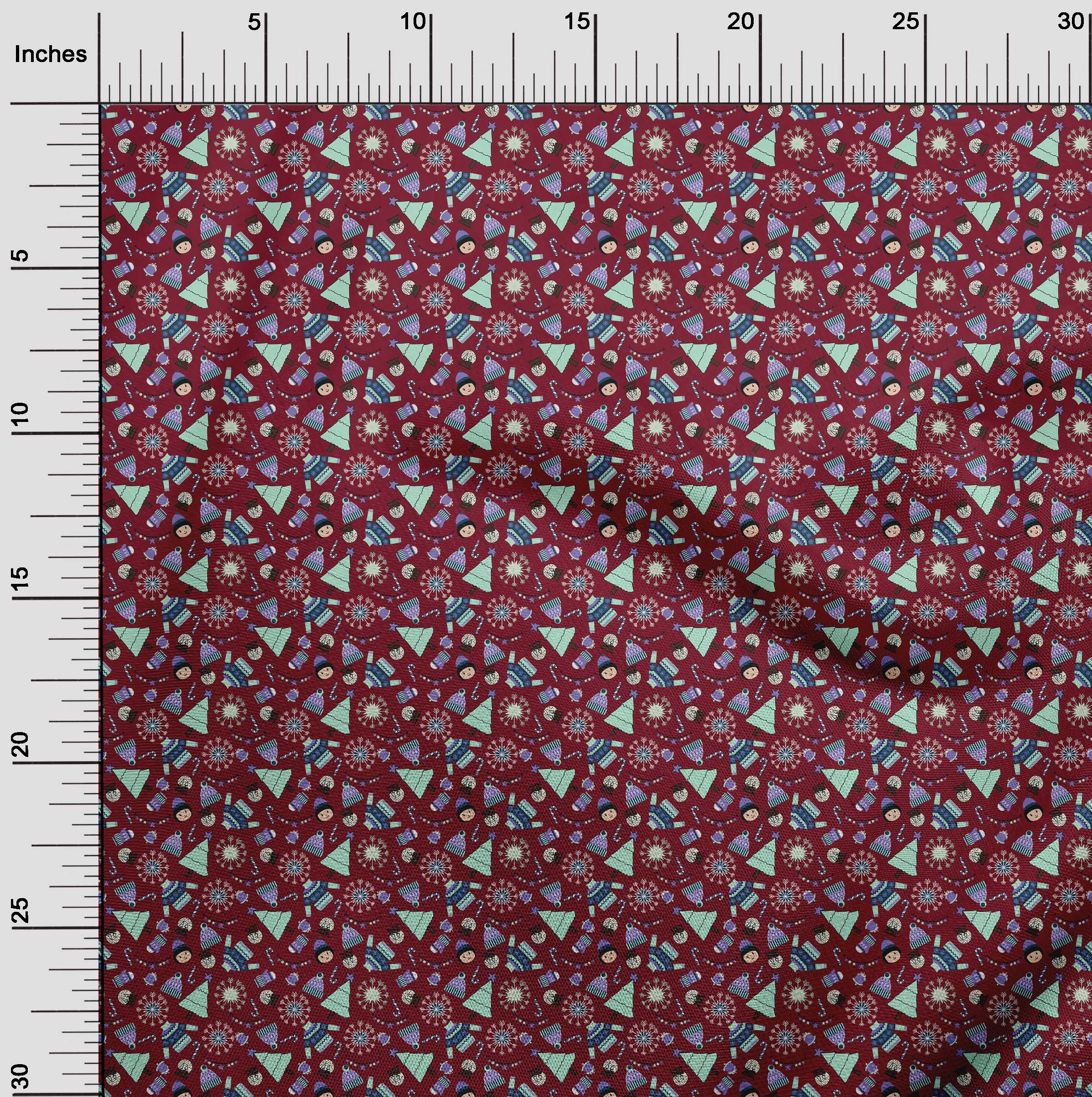 oneOone Cotton Silk Maroon Fabric Christmas Sewing Fabric By The Yard Printed Diy Clothing Sewing Supplies 42 Inch Wide