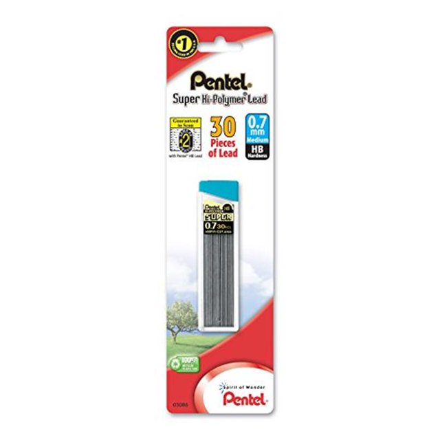 Merchandise 65587254 Pentel Super Hi-Polymer Lead Refill 0.7 mm Medium, HB, 30 Pieces of Lead