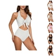 thumbnail image 1 of Maillots de Bain une Pièce pour Femmes 2026 Mode Licou à Nouer devant Monokini à Découpes, 1 of 7