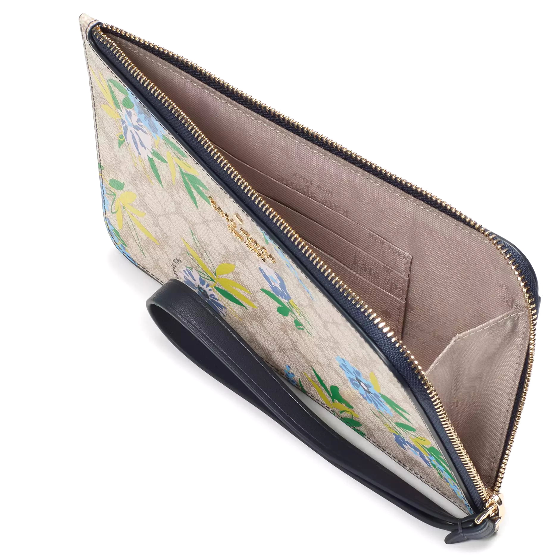Kate Spade New York Women's Lucy Floral Medium L-Zip Wristlet (Blazer Blue Multi)