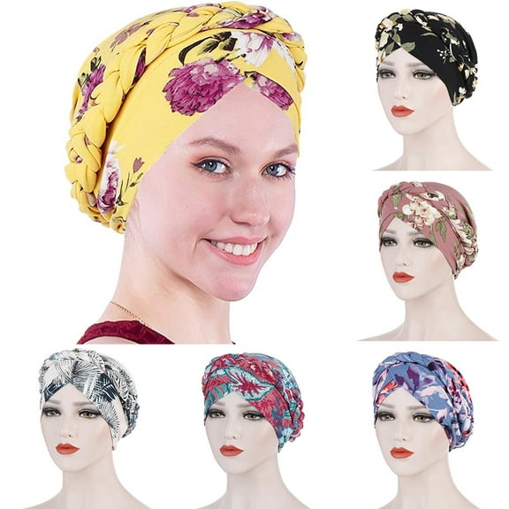 Cheers.US Chemo Cancer Head Hat Cap Ethnic Bohemia Pre-Tied Twisted Braid Hair Cover Wrap Turban Headwear