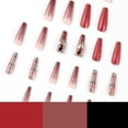 thumbnail image 2 of Fofosbeauty 24pcs Press on False Nails, Long Coffin Fake Nails, Coffin Big Stones Maple-leaf Red, 2 of 6