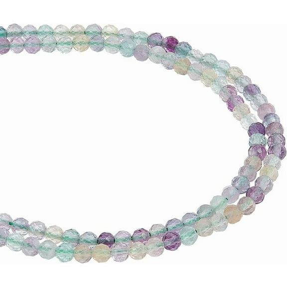 2 Strands About 264 Pcs Natural Colorful Fluorite Beads 3mm Faceted Round Stone Beads Loose Gemstone Beads Spacer Beads for DIY Crafts Necklace Bracelet Jewelry Making