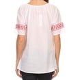thumbnail image 2 of Sakkas Jeanita Embroidered Cotton Boho Short Sleeve Top Blouse With Front Tie - Red - Large, 2 of 4