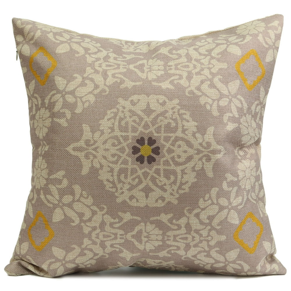 Retro Yellow Flower Decorative Throw Pillow Case Cushion Cover 18x18 inch Square Zipper Waist