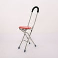 thumbnail image 3 of Tabouret Rond Canne de Marche, Bâton de Marche Chaise Combo 4 Pieds Station Debout Stable pour Activités de Plein Air, 3 of 7