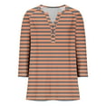 thumbnail image 2 of Cilsoka Women's 3/4 Length Sleeve Tops Dressy Henley Button Striped V Neck Raglan T Shirts Trendy Summer Casual Loose Fit Work Blouse, 2 of 6