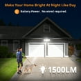 thumbnail image 4 of LEPOWER Battery Powered LED Flood Light Outdoor,1500 LM, 5000 K, IP65 Waterproof, Wireless Flood Light Battery Operated, 3 Head Motion Detector Light for Garage, Yard, Porch, Black, 4 of 9