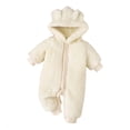 thumbnail image 3 of Gunia Toddler Boys Girls Pajamas Snowsuit Fleece Bodysuit Long Sleeve Romper With Cute Animal Ears Fall Winter Onesie Clothes Set Beige 9-12 Months, 3 of 6