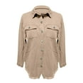 thumbnail image 5 of YNGKMEA Womens Denim Jacket Button Up Frayed Hem Shacket Retro Western Long Sleeve Boyfriend Coat Fashion Distressed Denim Jacket 2025 Fall Clothing Khaki S, 5 of 5