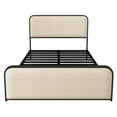 thumbnail image 5 of Miniyam Modern Full Size Metal Bed Frame with Curved Upholstered Headboard and Footboard,Bed with Under Bed Storage,Heavy Duty Metal Slats,Beige, 5 of 7
