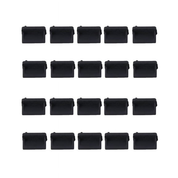 20 Pcs Silicone USB Port Plug Dustproof Plug Stopper Protection Cap Black