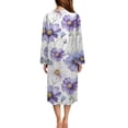 thumbnail image 3 of Whosucclay Purple Daisy Flower Print Women Long House Coat Full Length Nightgowns Zipper Front Robes with Pockets Crew Neck Sleep Dress Soft Fabric Loungewear, S, 3 of 6