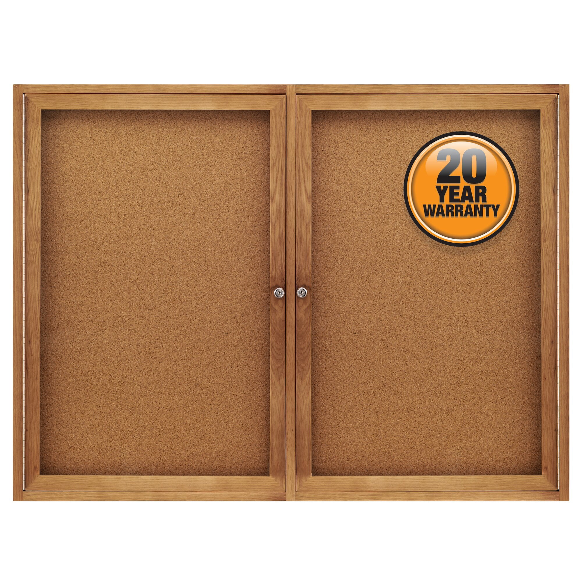 Quartet 48 x 36 in. Enclosed Cork Bulletin Board with Oak Frame
