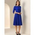 thumbnail image 4 of DARING DIVA Elegant Boat Neck Wear to Work Dress XS Royal Blue, 4 of 5