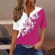 thumbnail image 2 of Camisetas Casuales de Mujer con Cuello en V Camiseta de Color Sólido, Manga Corta Casual Top para el Uso Diario, 2 of 4